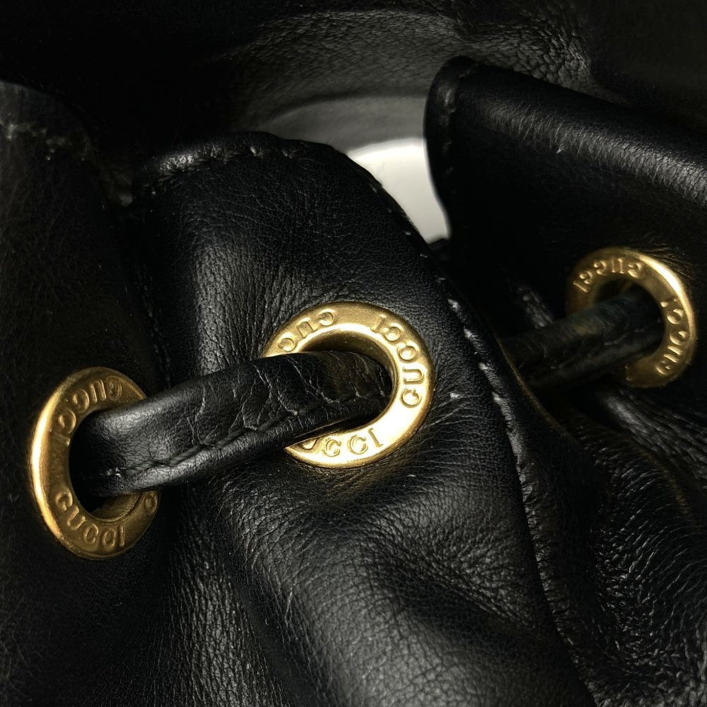 Gucci Black Leather Bamboo Backpack