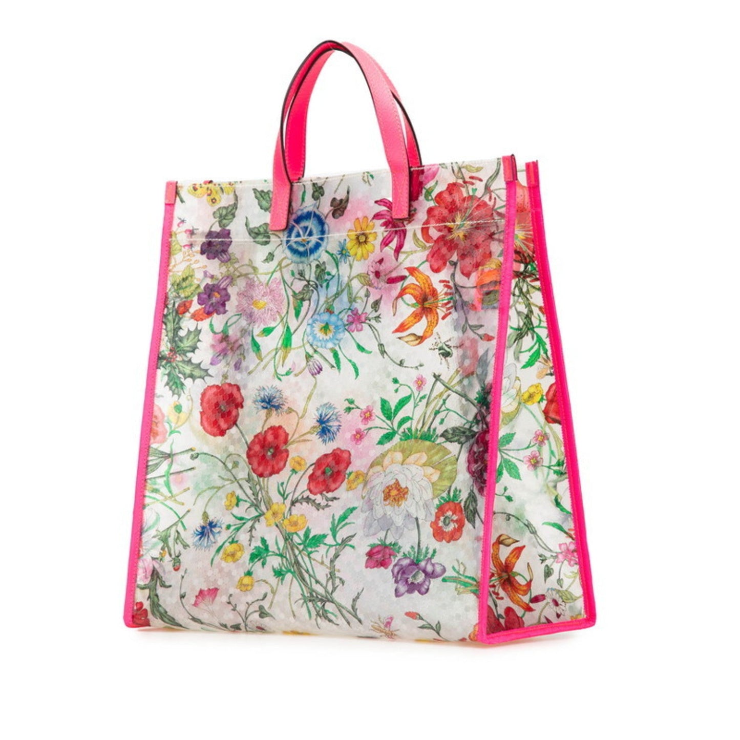 Gucci Clear Multi-Color Pink Vinyl Leather Handbag Tote Bag