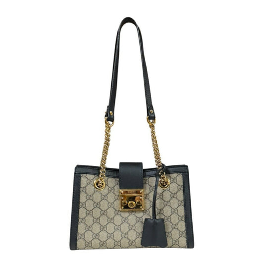 Gucci Beige Black Gg Supreme Shoulder Bag Tote Bag
