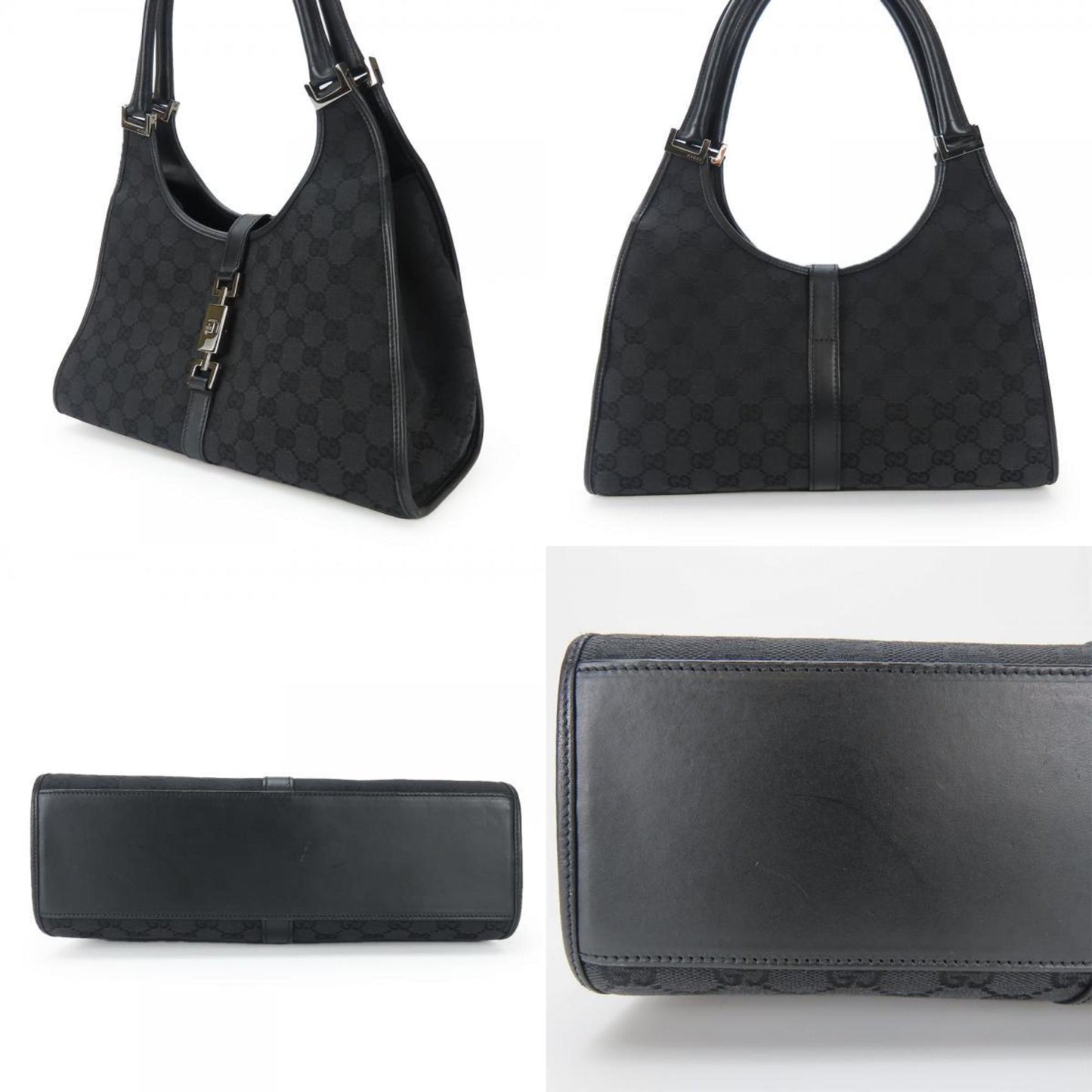 Gucci Black Gg Canvas Handbag
