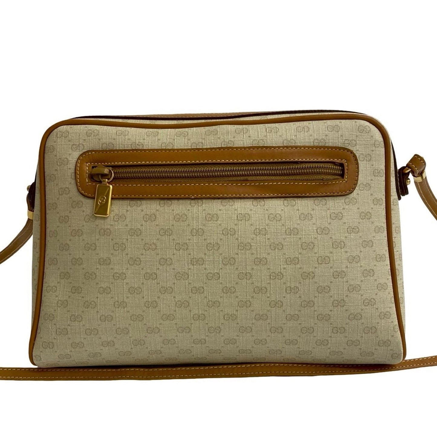 Gucci Brown Ivory Leather Pvc Pochette Shoulder Bag