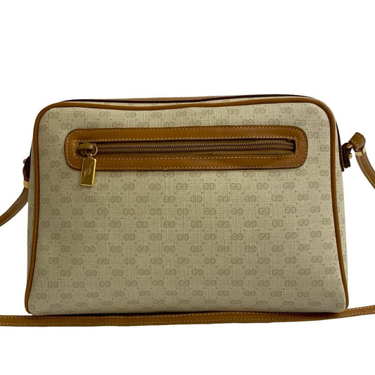 Gucci Brown Ivory Leather Pvc Pochette Shoulder Bag