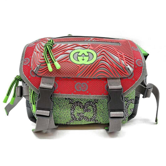 Gucci Gray Green Red Color Nylon Backpack Fanny Pack