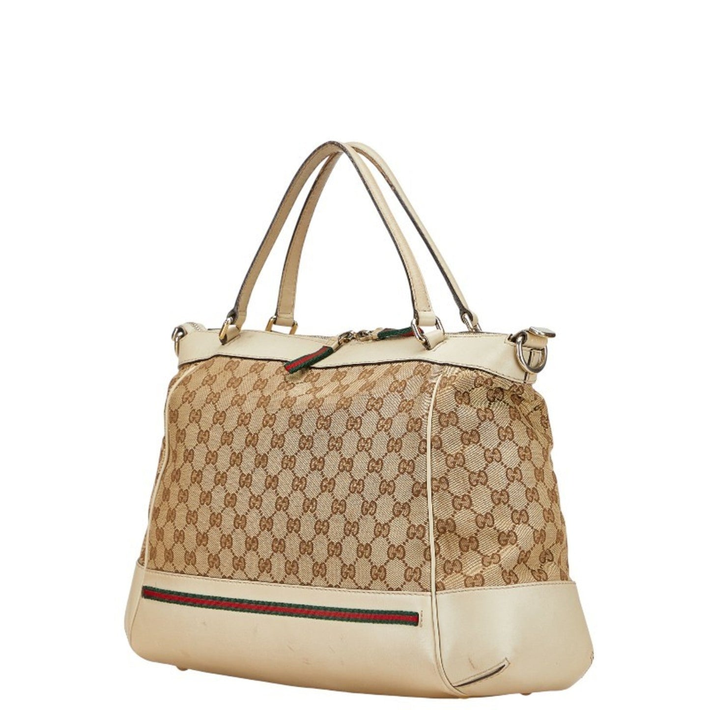 Gucci Gg Canvas Beige Gg Canvas Leather Shoulder Bag Tote Bag