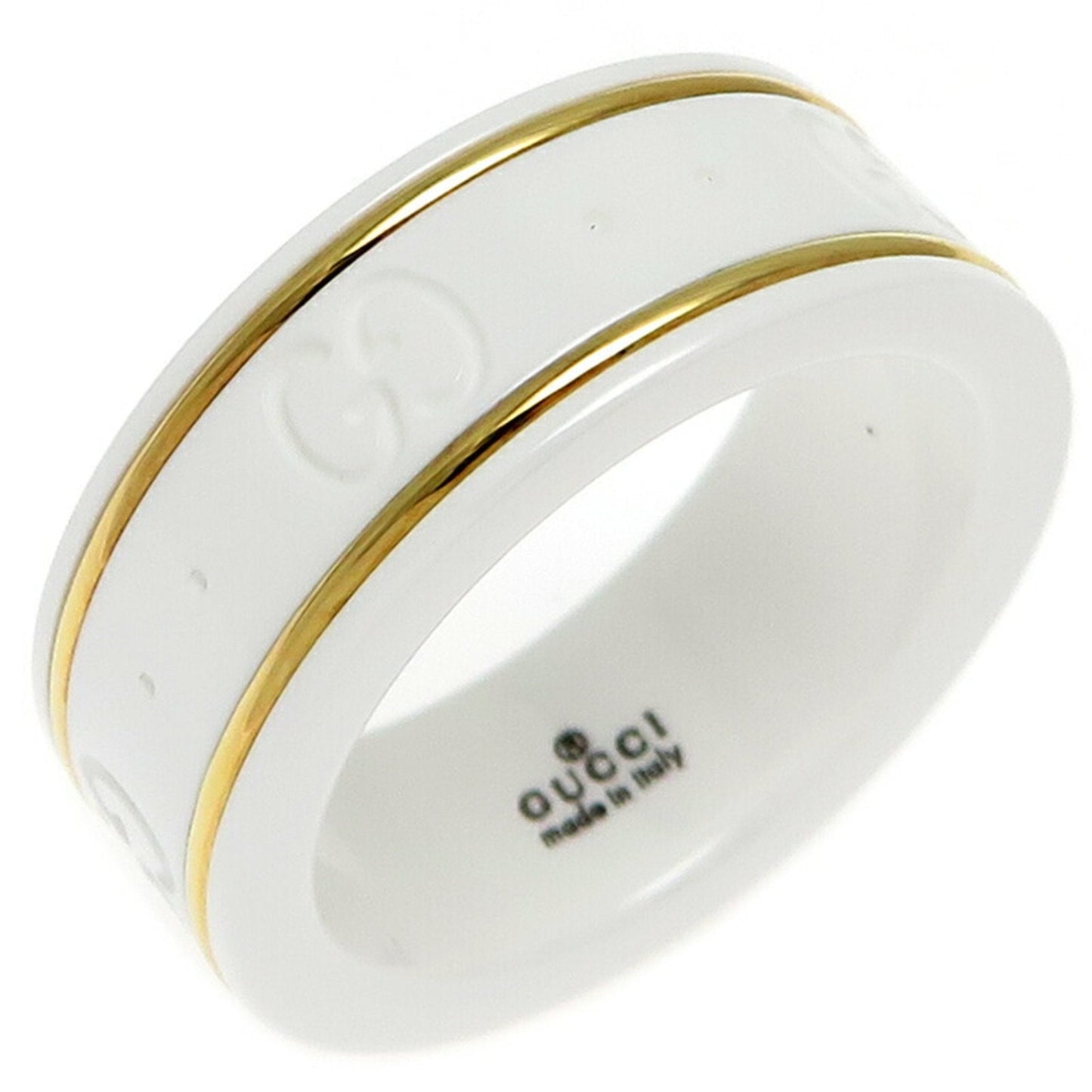 Gucci White Yellow Gold Ceramic Yellow Gold (18K) Band Ring
