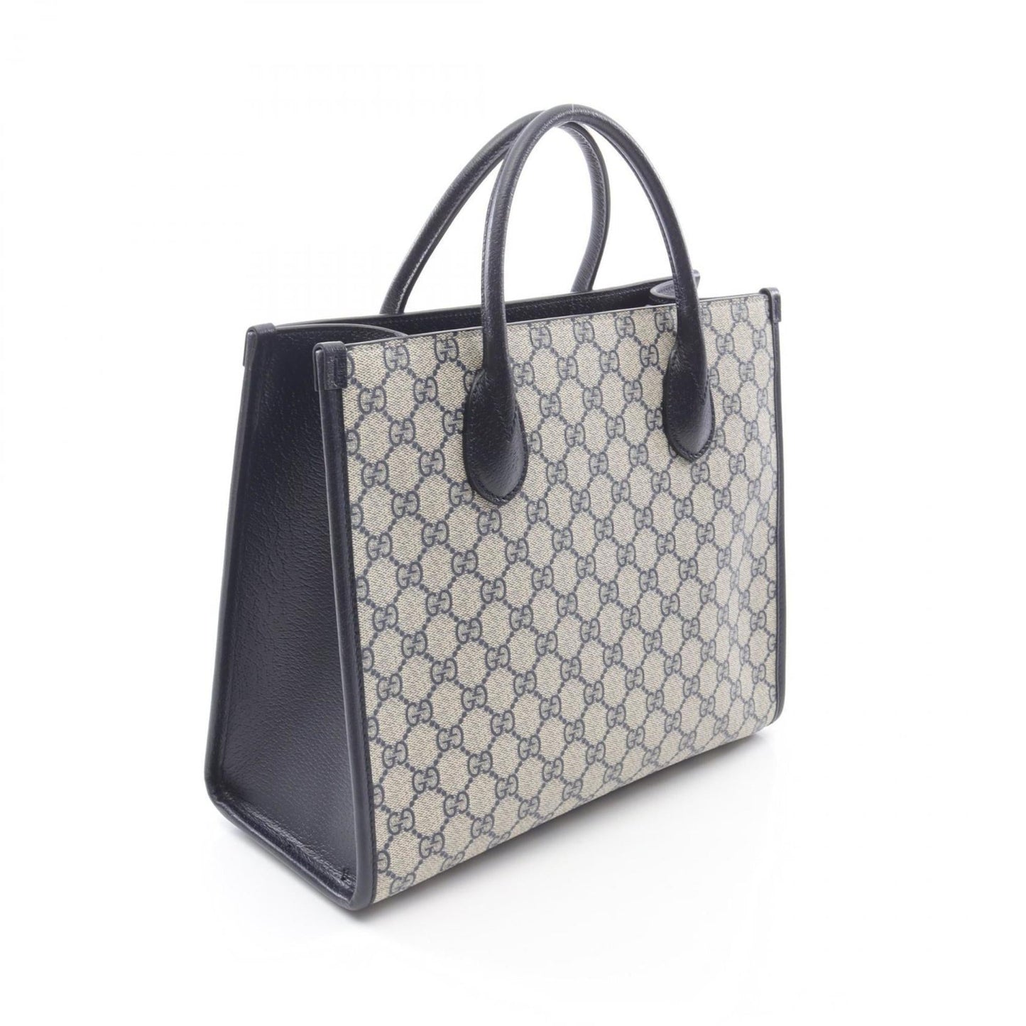 Gucci Beige Navy Pvc Leather Tote Bag