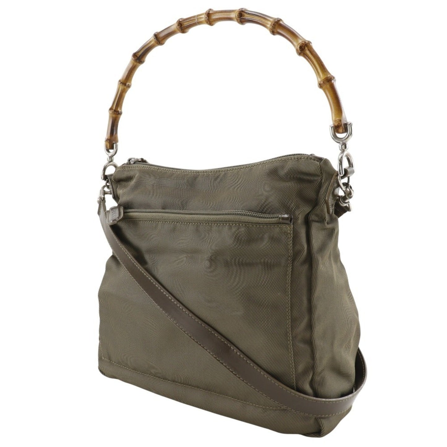 Gucci Khaki Nylon Canvas Shoulder Bag