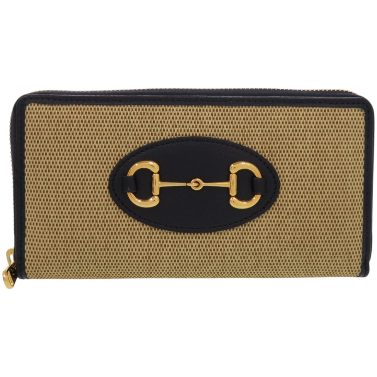 Gucci Beige Navy Canvas Leather Long Wallet (Bi-Fold)