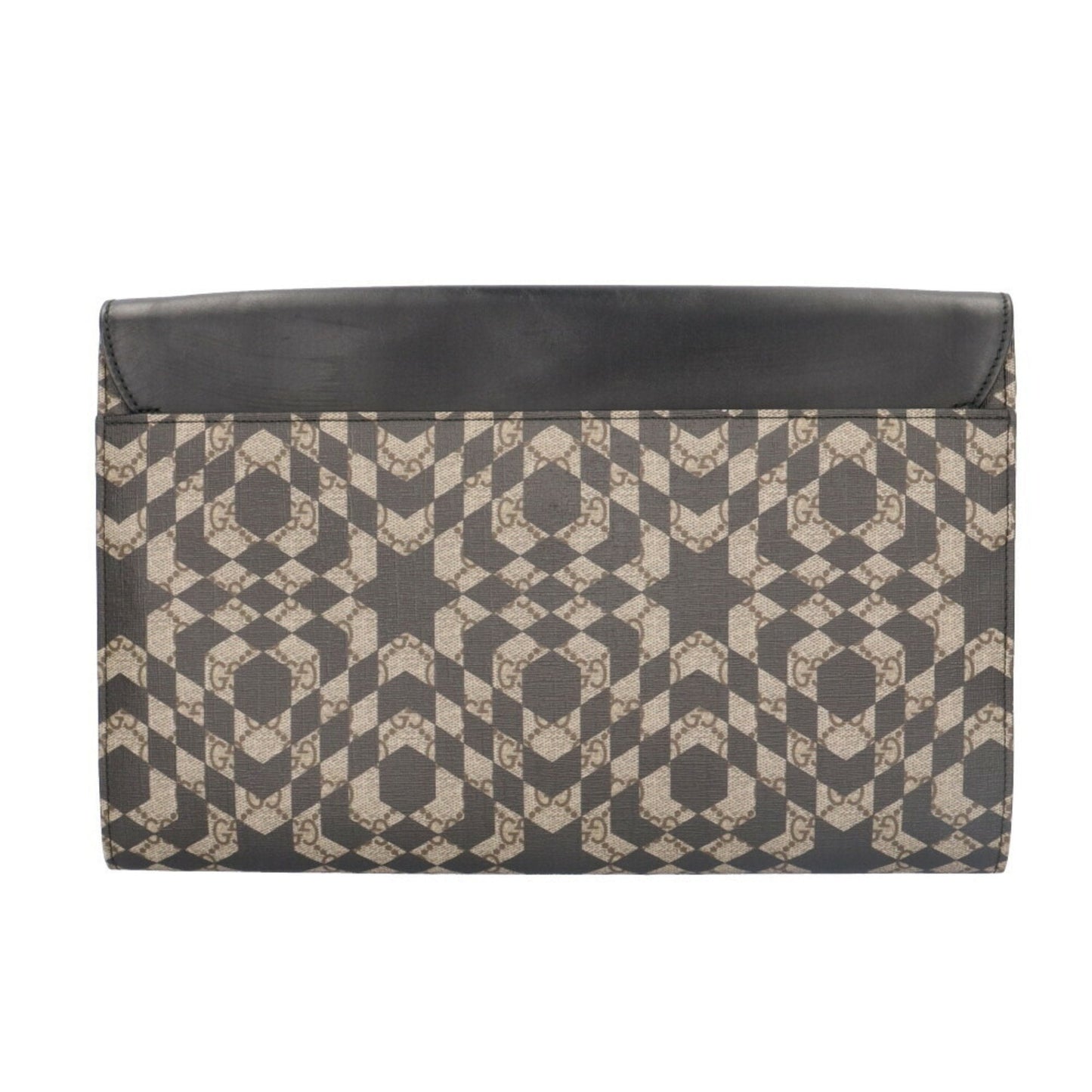Gucci Beige Black Pvc Leather Clutch Bag