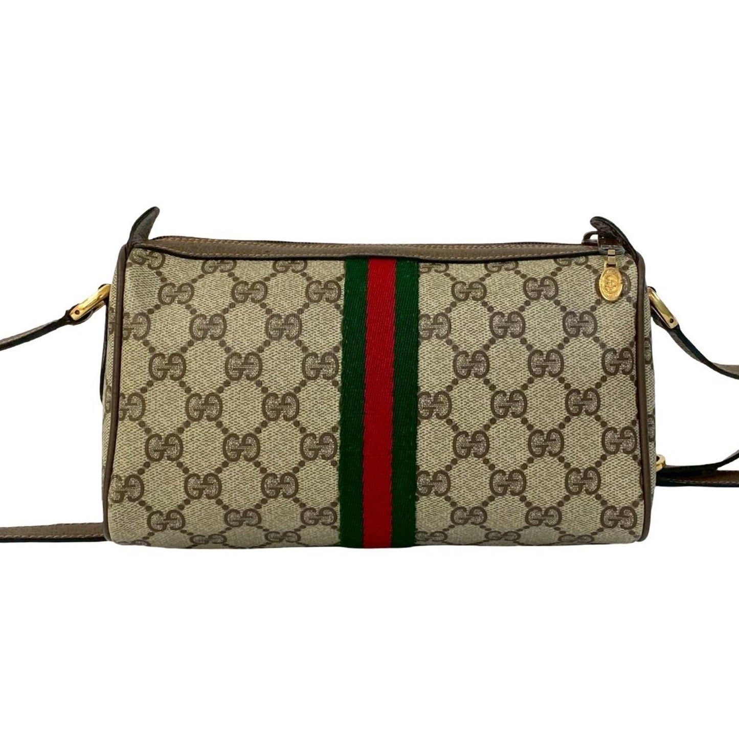 Gucci Brown Green Red Color Leather Pvc Pochette Shoulder Bag