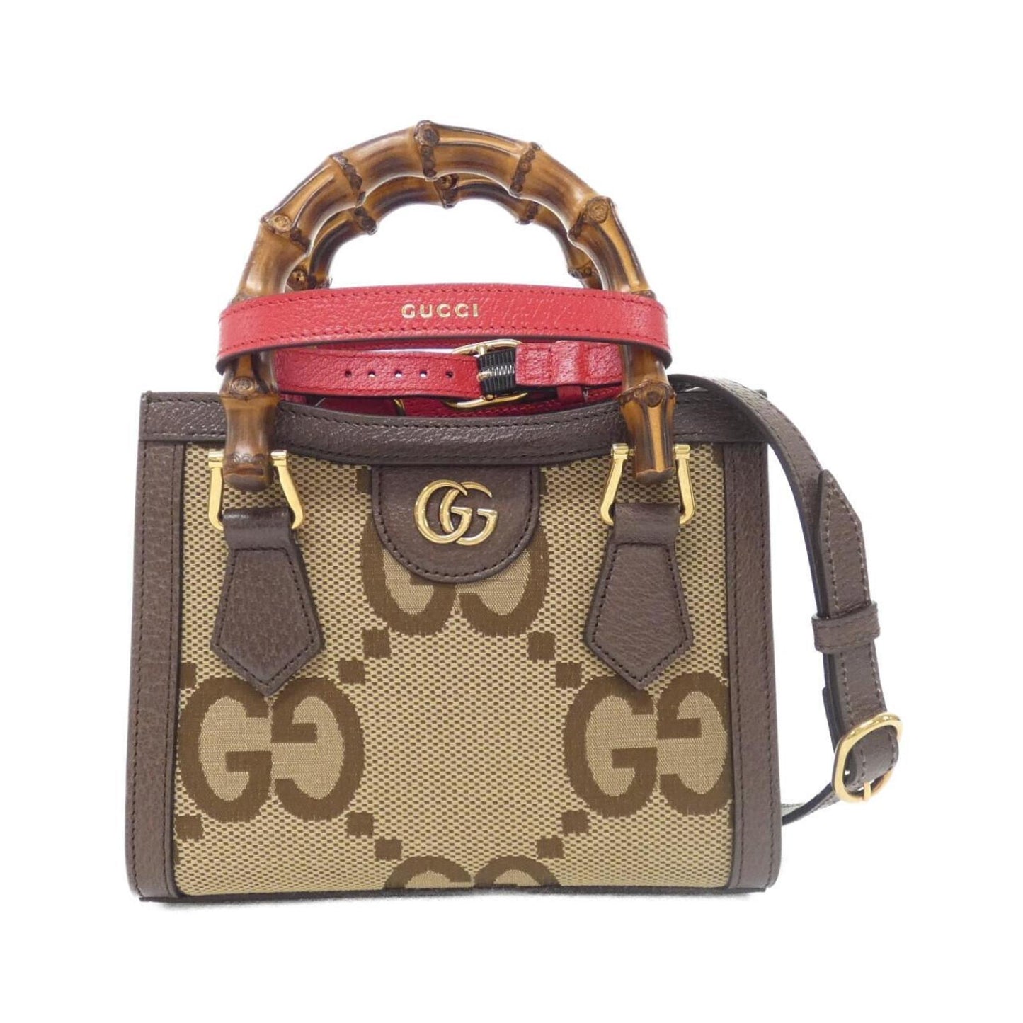 Gucci Brown Camel Gg Canvas Leather Handbag