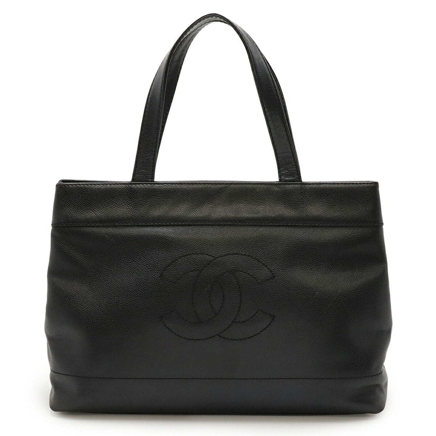 Chanel Black Grained Calfskin Shoulder Bag Tote Bag