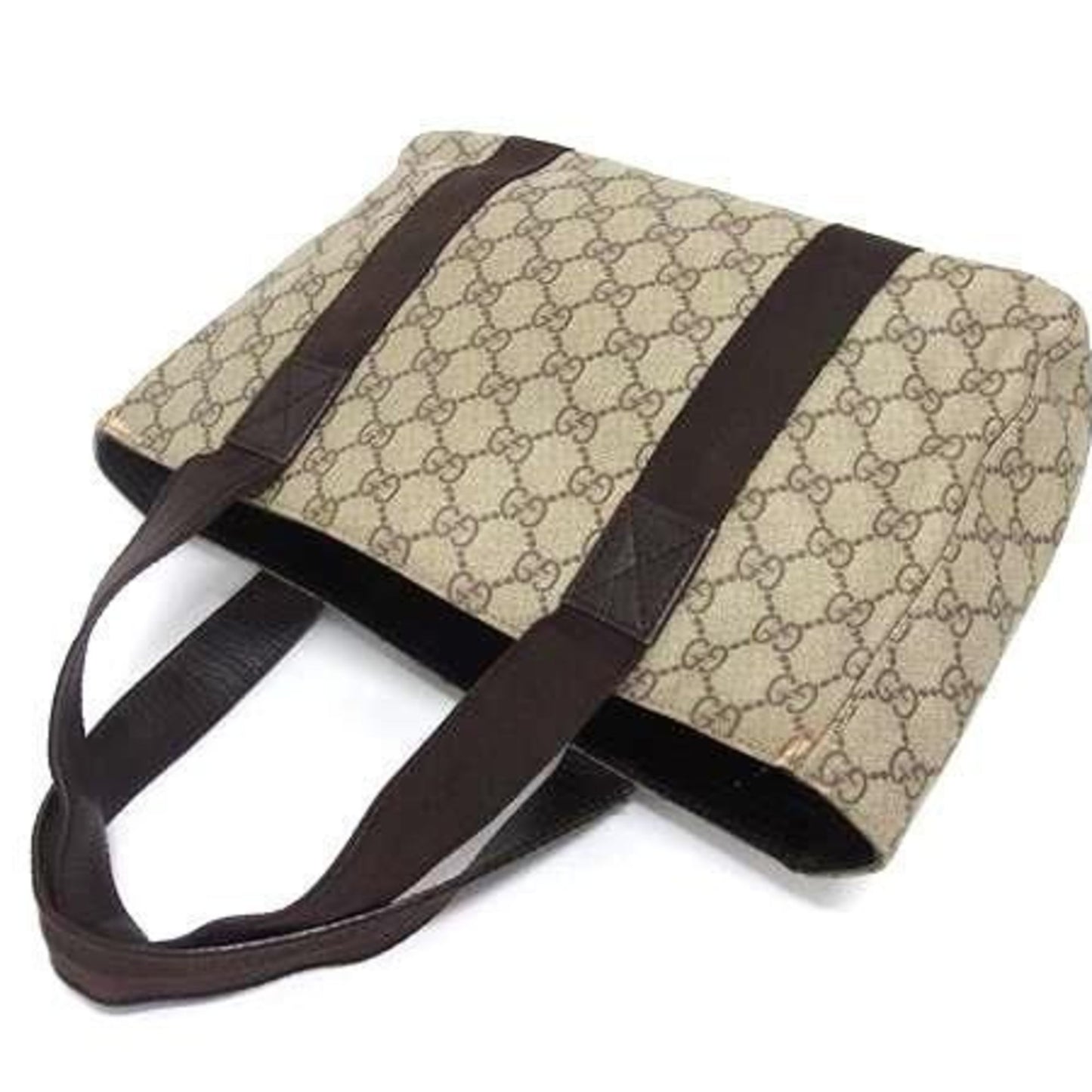 Gucci Beige Brown Gg Supreme Leather Handbag Tote Bag