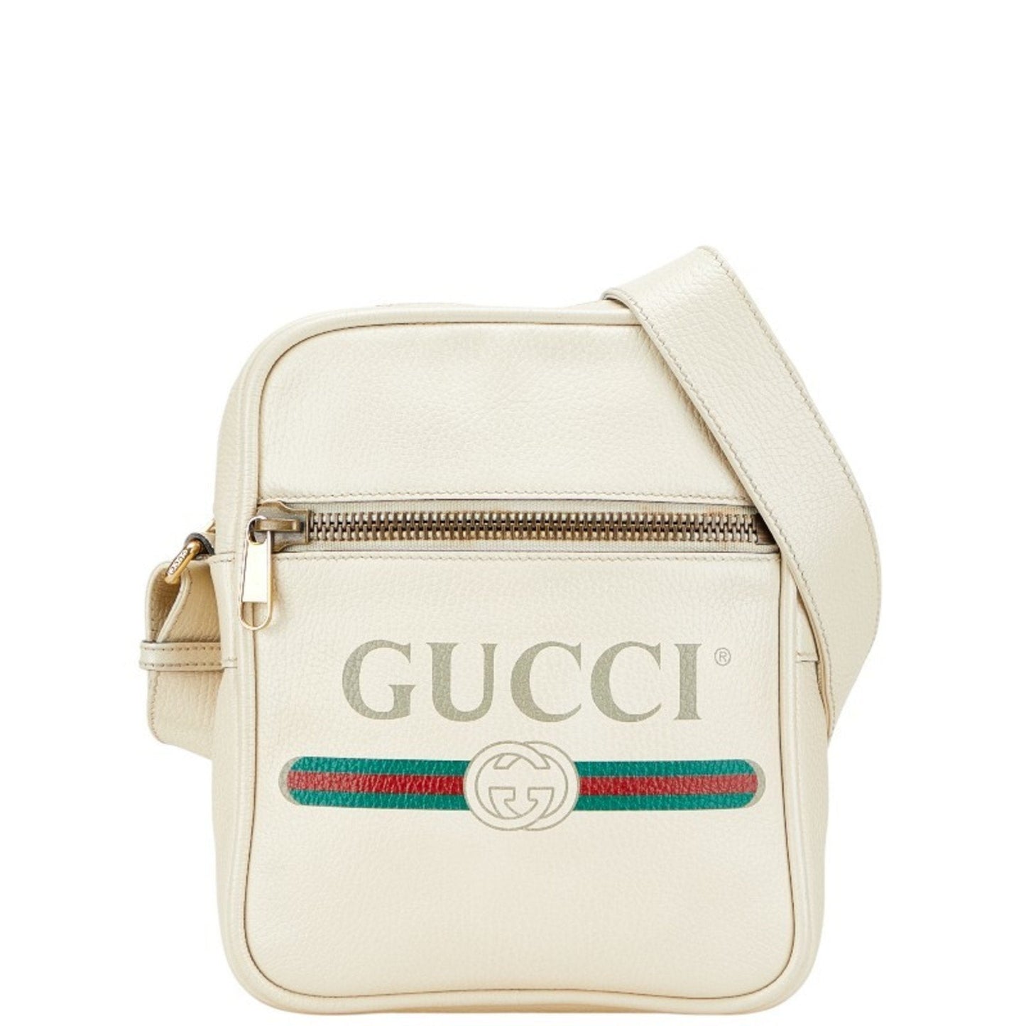 Gucci Multi-Color White Leather Messenger Bag Shoulder Bag