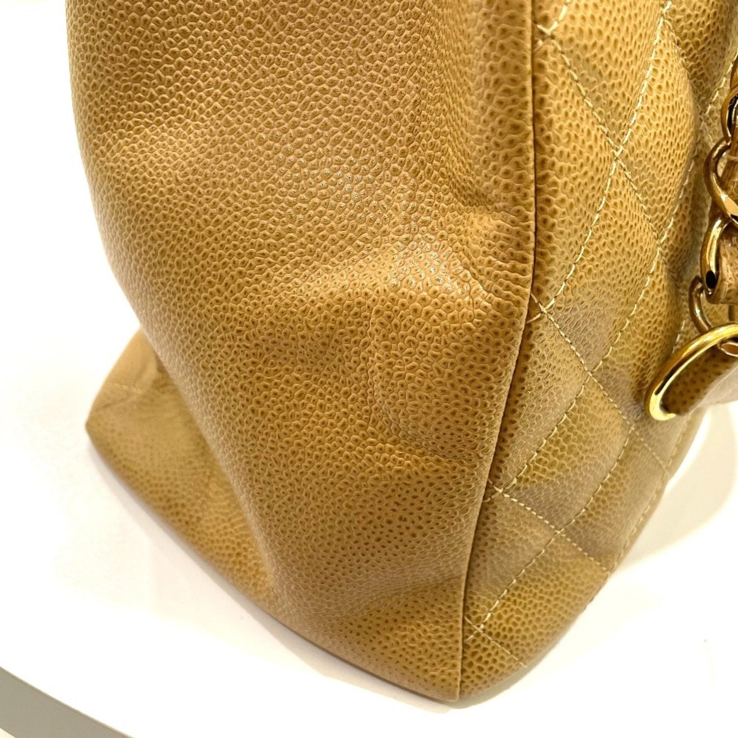 Chanel Matelasse Beige Grained Calfskin Shoulder Bag Tote Bag
