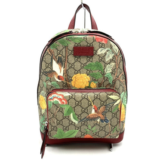 Gucci Green Multi-Color Red Color Yellow Gg Supreme Canvas Leather Backpack