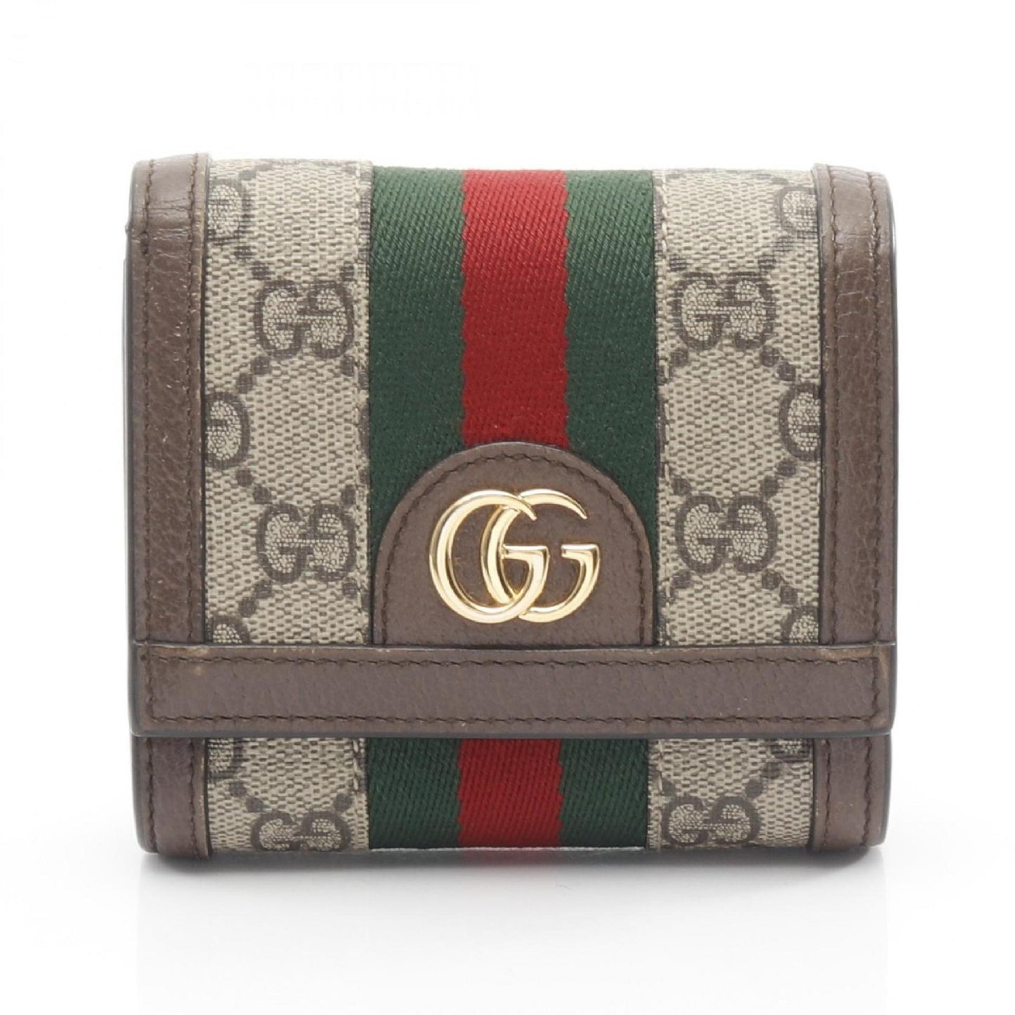 Gucci Beige Brown Multi-Color Leather Coated Canvas Wallet (Bi-Fold)