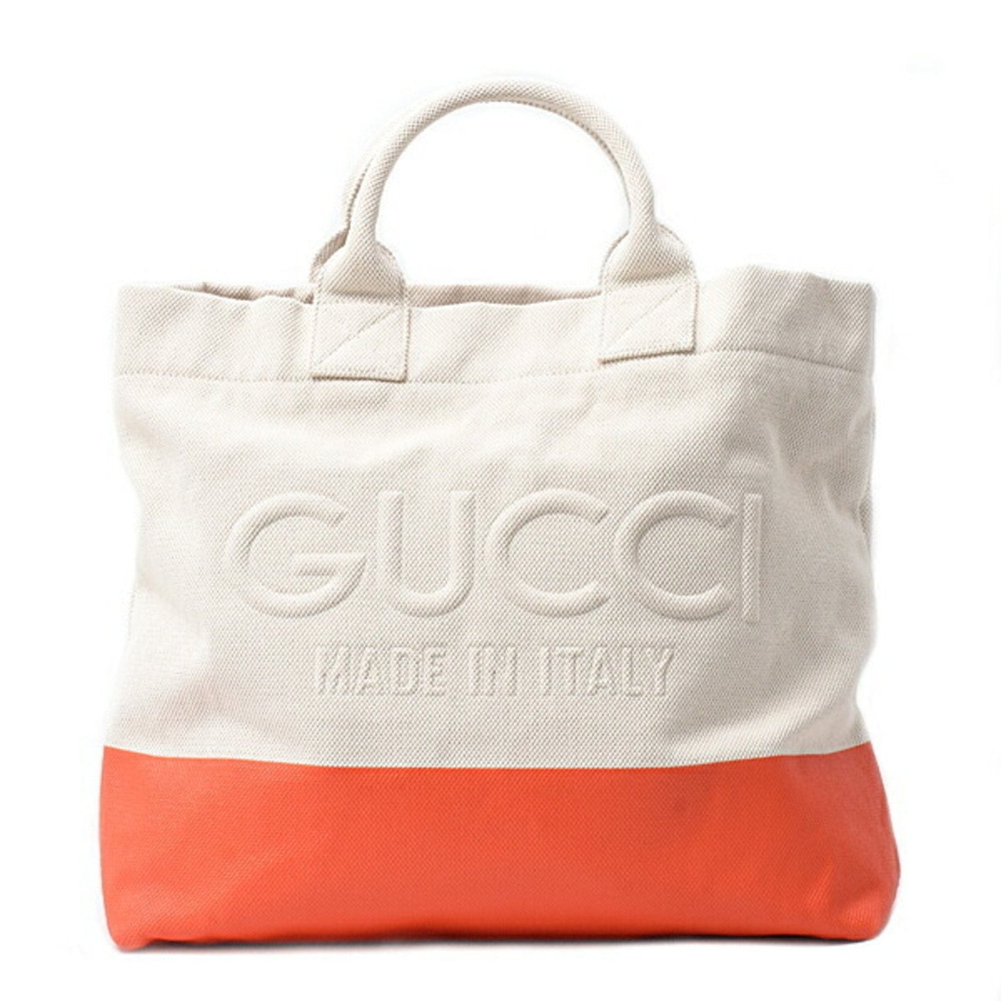 Gucci Orange White Canvas Handbag Tote Bag