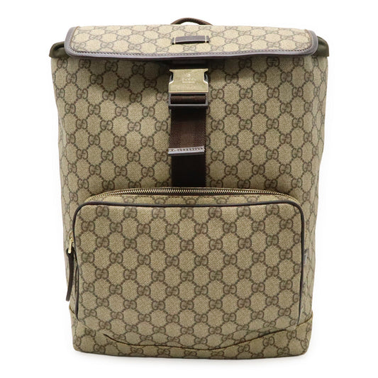 Gucci Beige Dark Brown Khaki Gg Supreme Leather Backpack