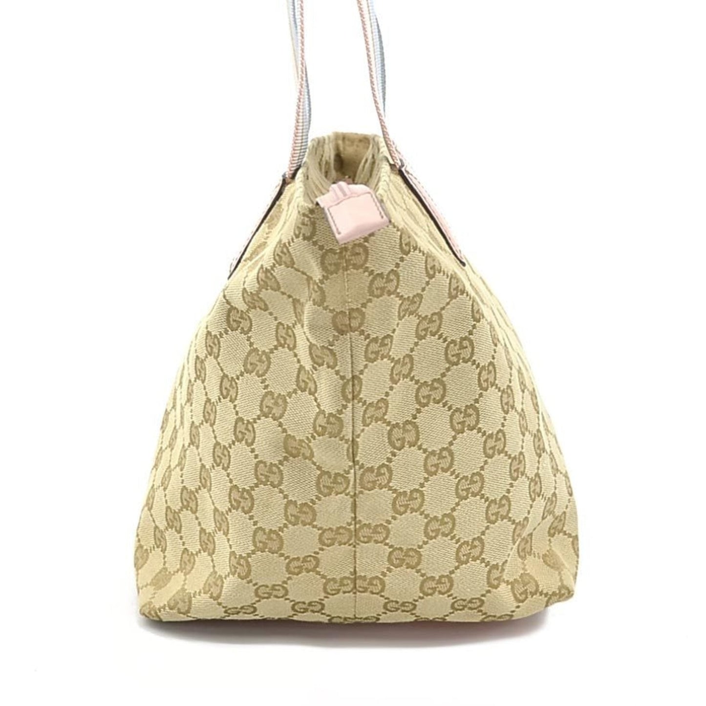 Gucci Beige Blue Pink Gg Canvas Leather Shoulder Bag Tote Bag