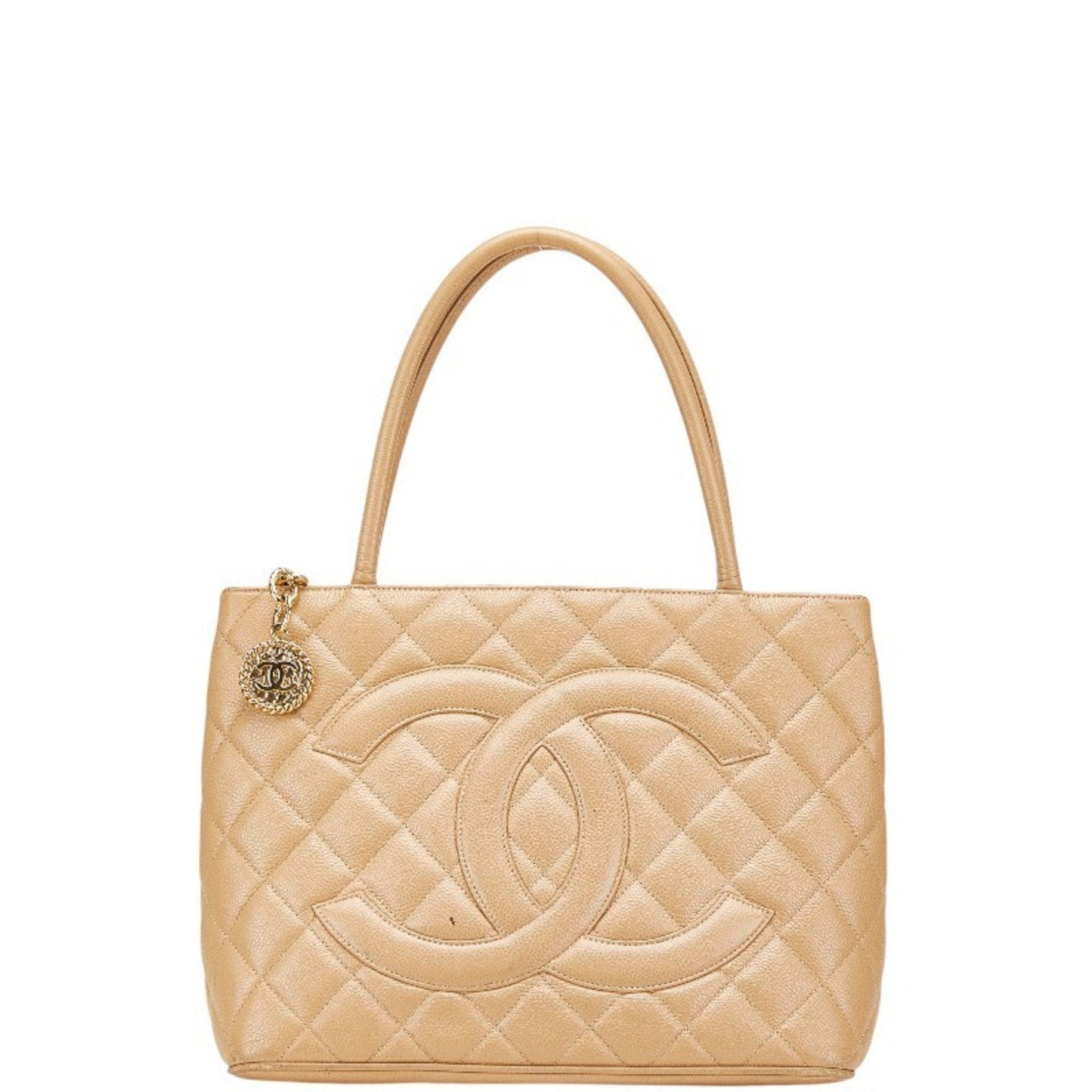 Chanel Matelasse Beige Grained Calfskin Tote Bag
