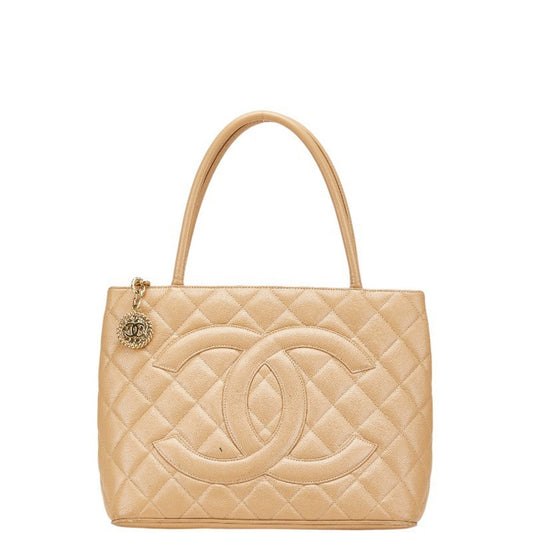 Chanel Matelasse Beige Grained Calfskin Tote Bag