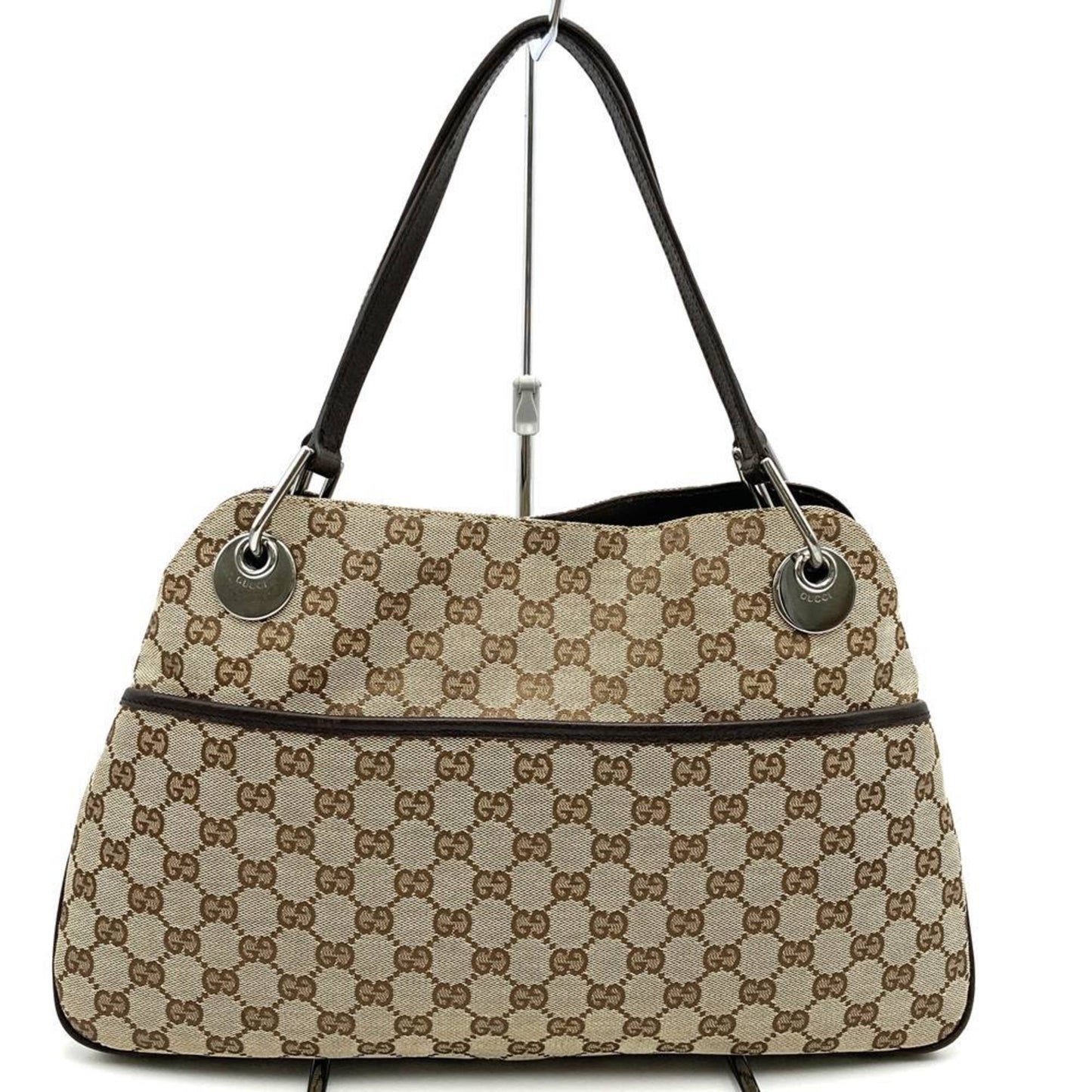 Gucci Gg Canvas Beige Gg Canvas Leather Shoulder Bag Tote Bag