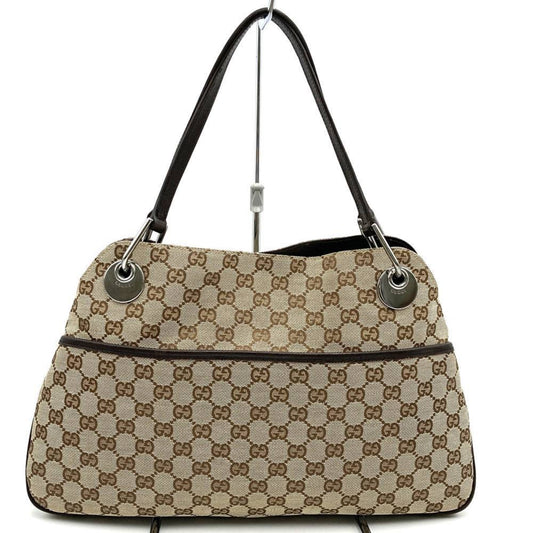 Gucci Gg Canvas Beige Gg Canvas Leather Shoulder Bag Tote Bag