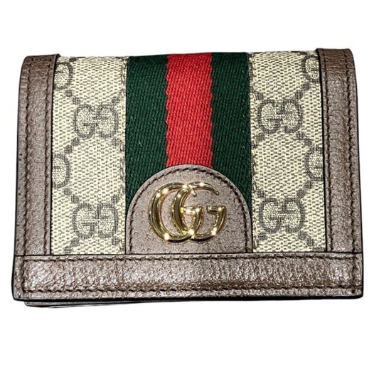 Gucci Beige Brown Gg Supreme Leather Wallet (Bi-Fold)
