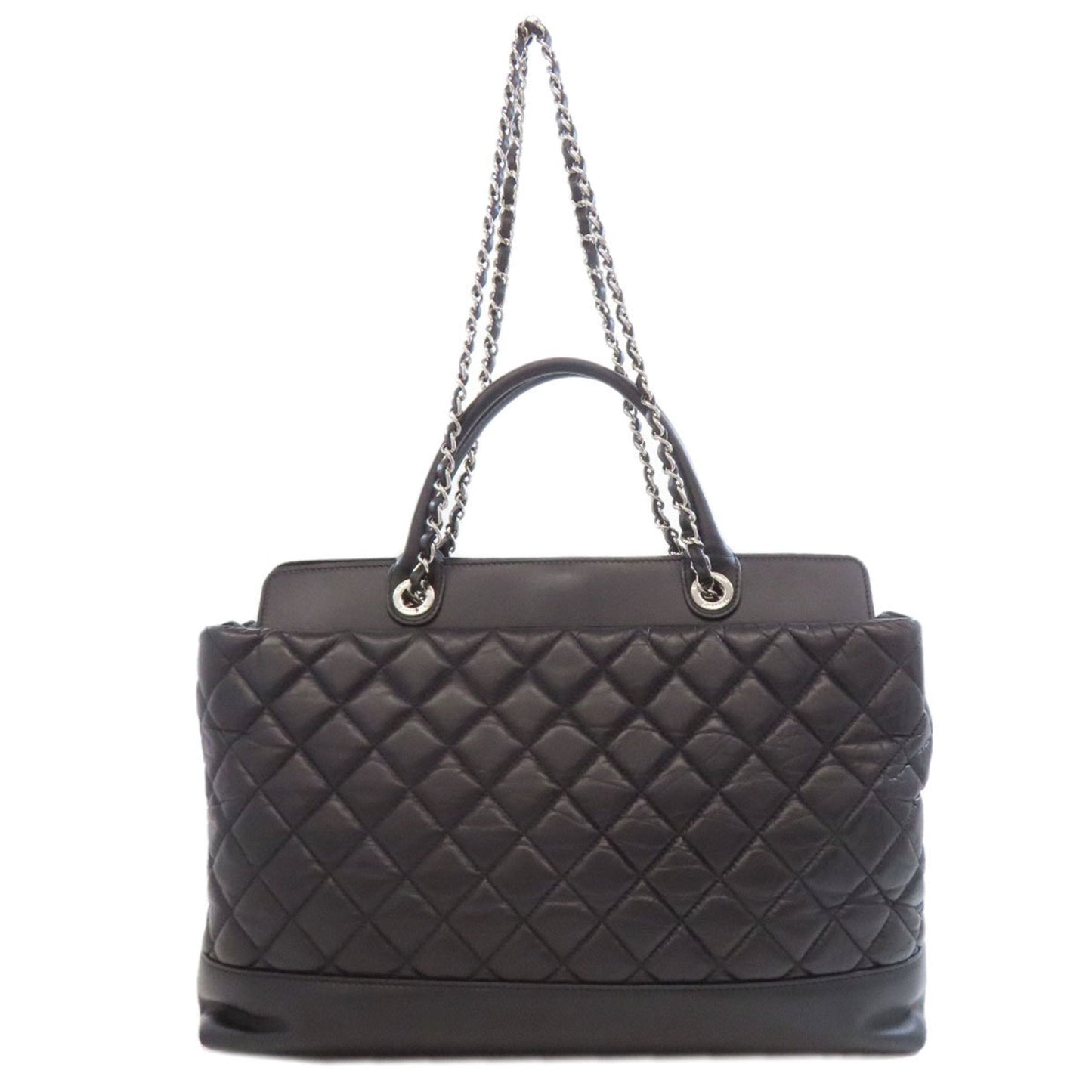 Chanel Matelasse Black Leather Tote Bag