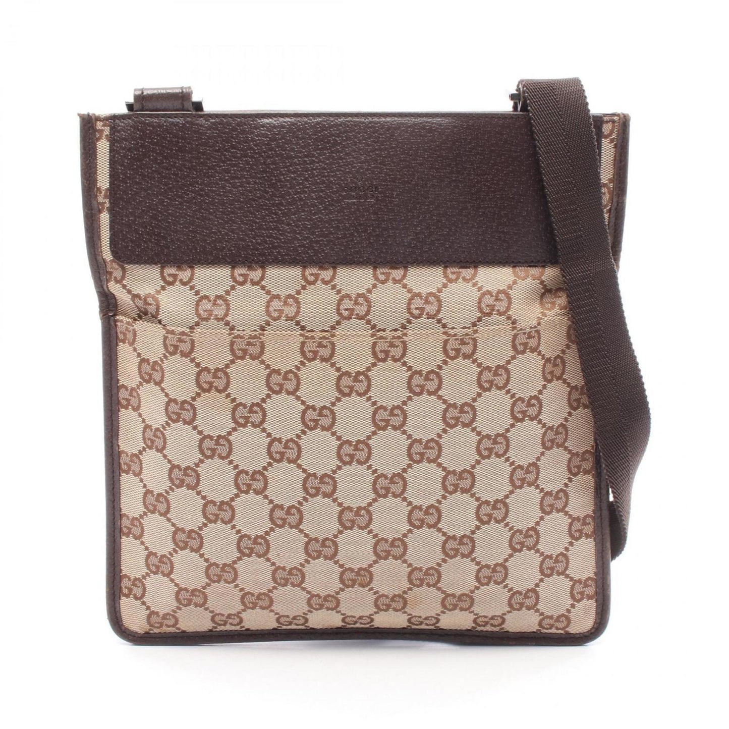 Gucci Beige Brown Gg Canvas Leather Shoulder Bag