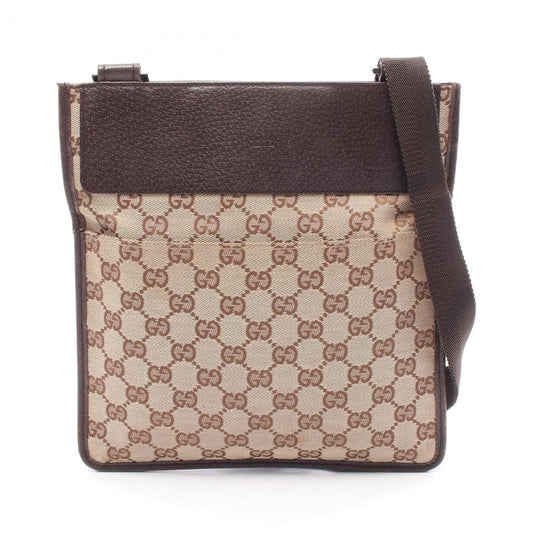 Gucci Beige Brown Gg Canvas Leather Shoulder Bag