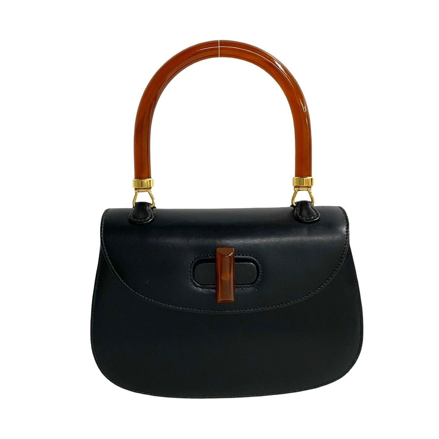 Gucci Black Leather Handbag Tote Bag