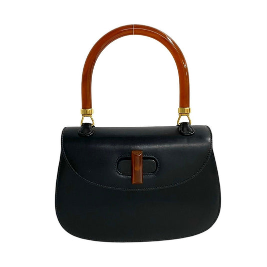 Gucci Black Leather Handbag Tote Bag