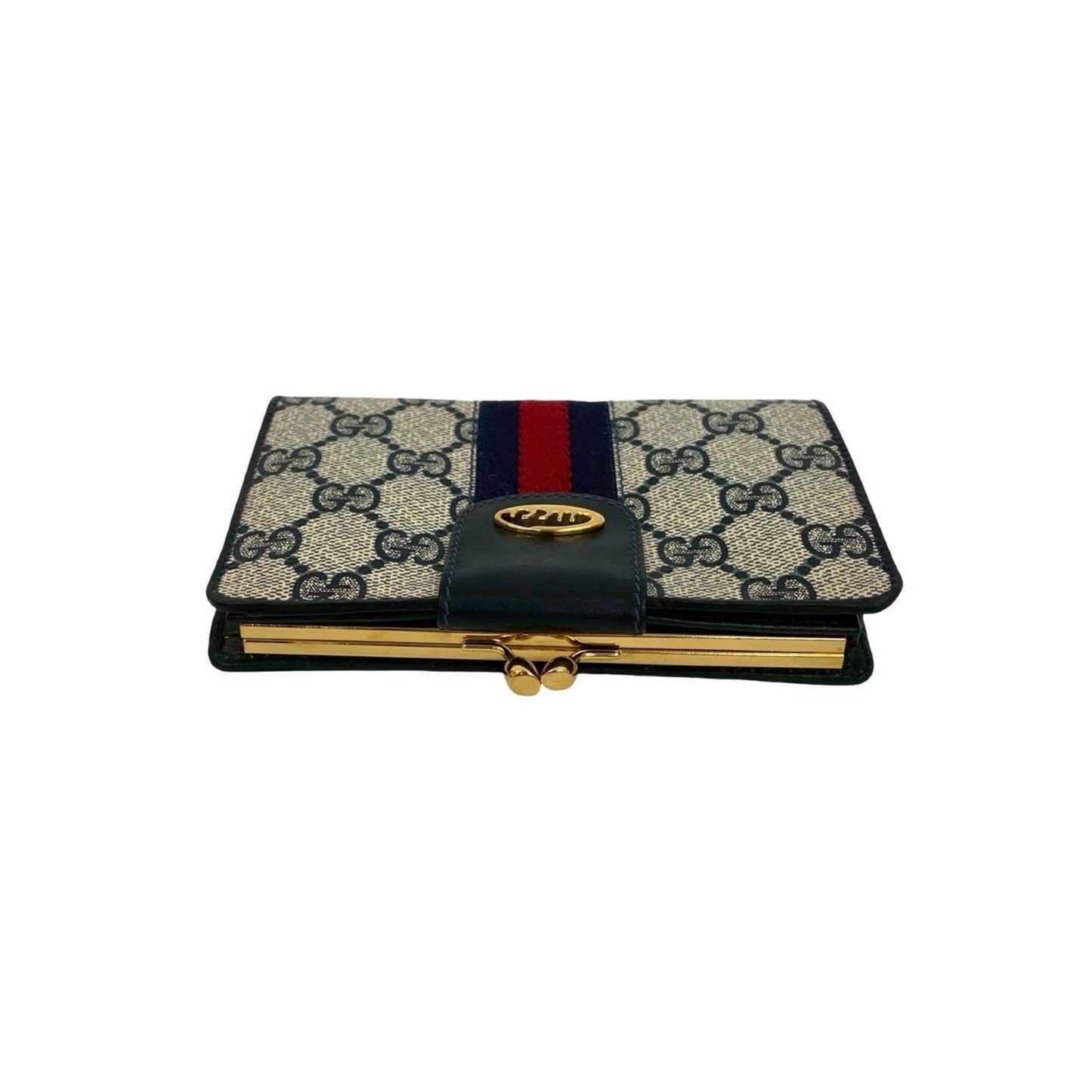 Gucci Navy Red Color Leather Pvc Wallet (Bi-Fold)