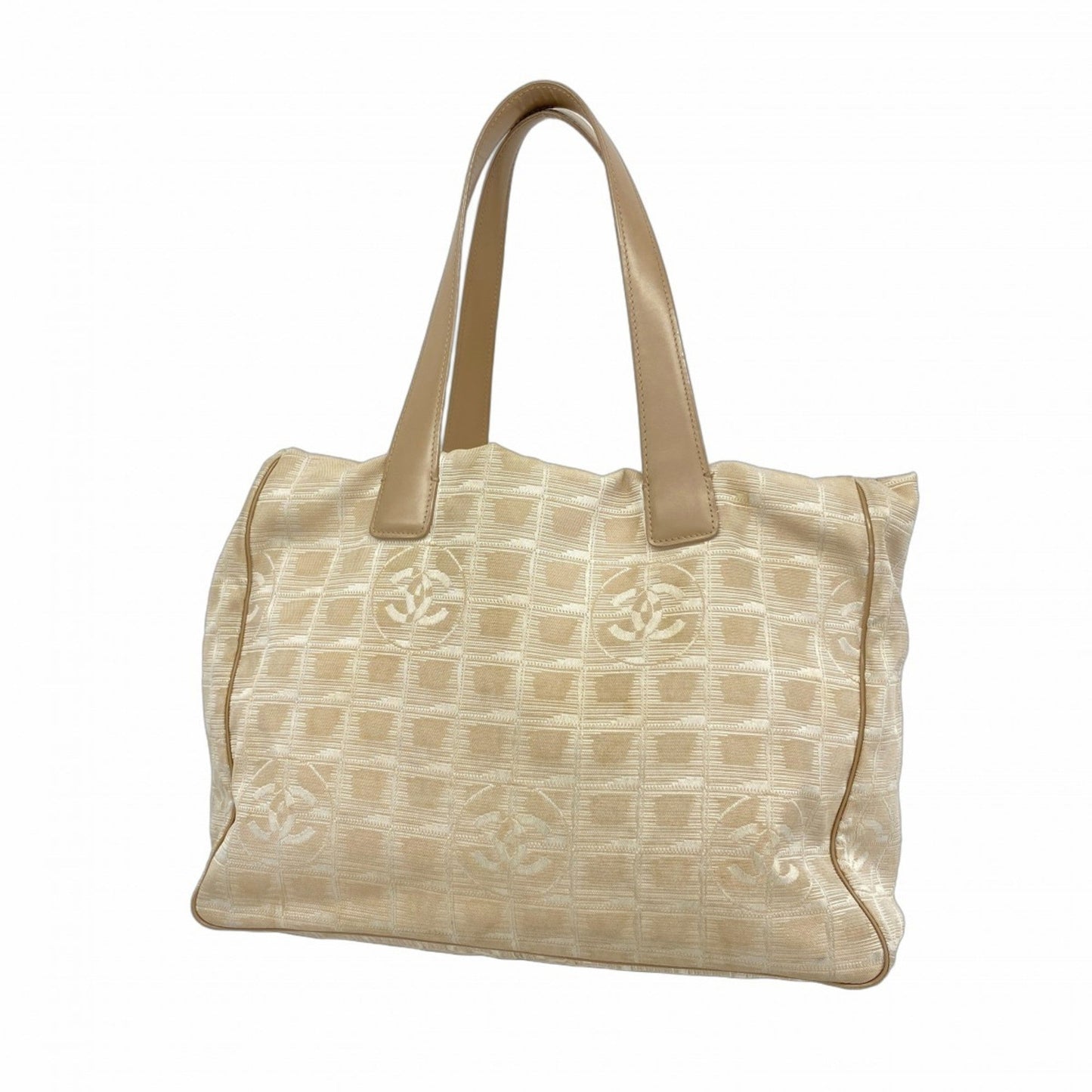 Chanel Beige Silver Nylon Tote Bag