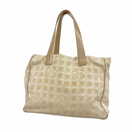 Chanel Beige Silver Nylon Tote Bag