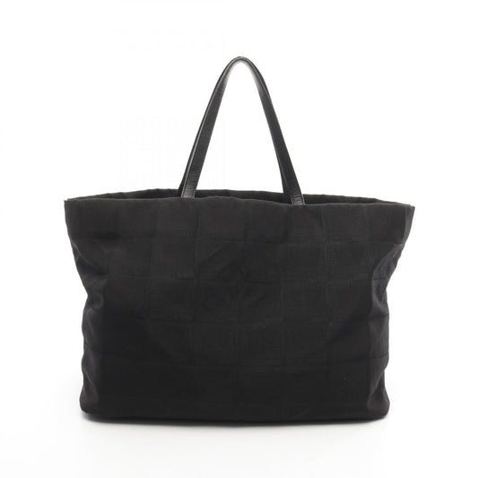 Chanel New Travel Line Black Leather Nylon Canvas Tote Bag