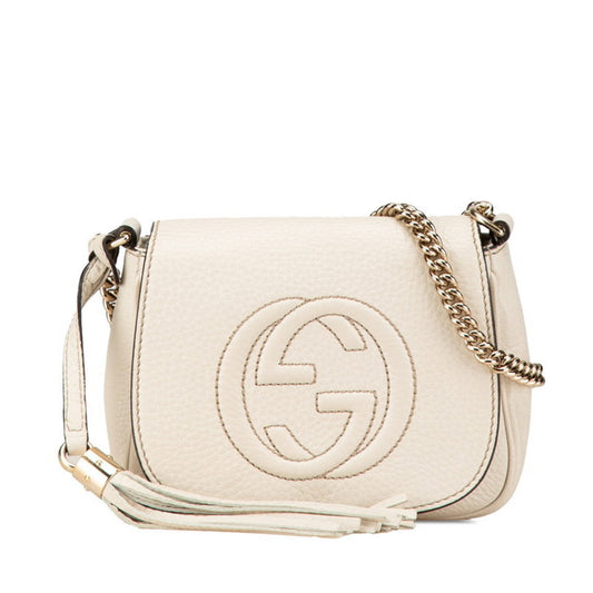 Gucci Soho Ivory White Leather Shoulder Bag