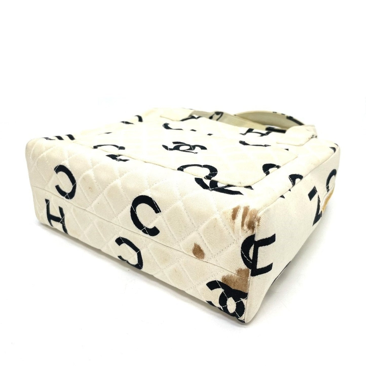 Chanel Black Ivory Cotton Canvas Handbag Tote Bag