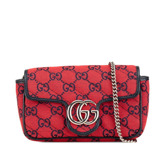 Gucci Navy Red Color Canvas Leather Shoulder Bag