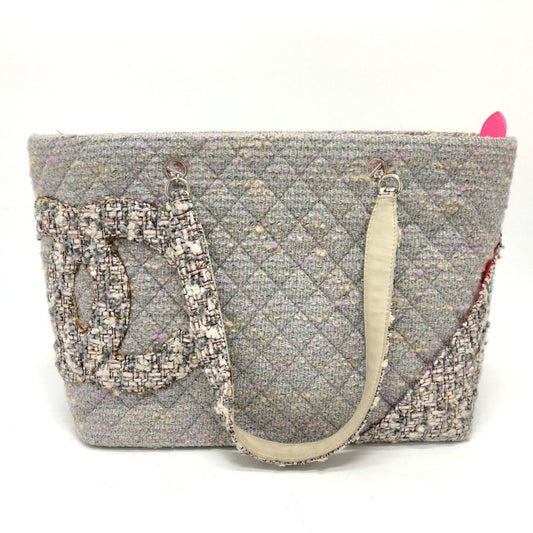 Chanel Ligne Cambon Purple Tweed Shoulder Bag Tote Bag