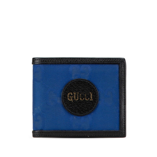 Gucci Black Blue Nylon Leather Wallet (Bi-Fold)