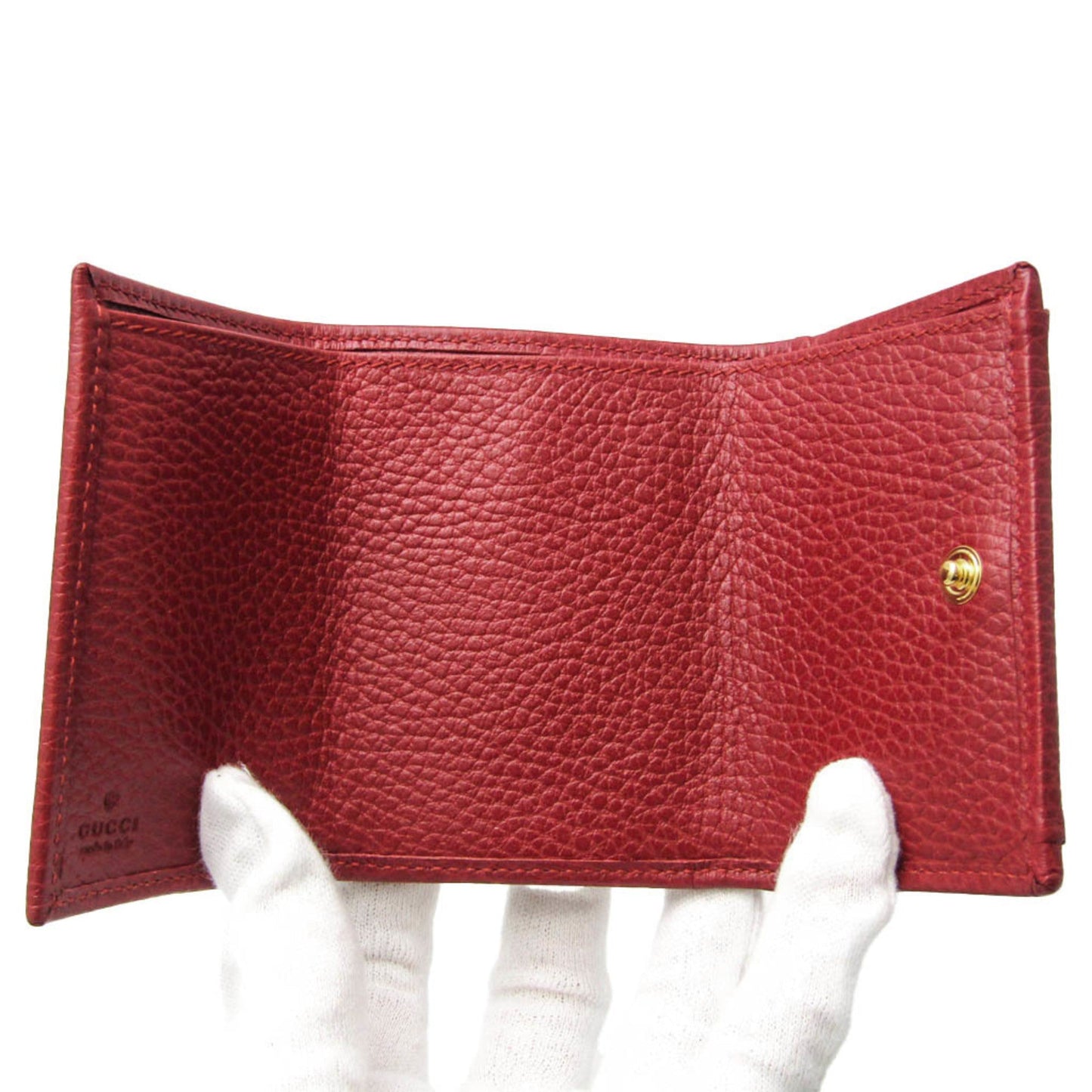 Gucci Red Color Leather Wallet (Tri-Fold)