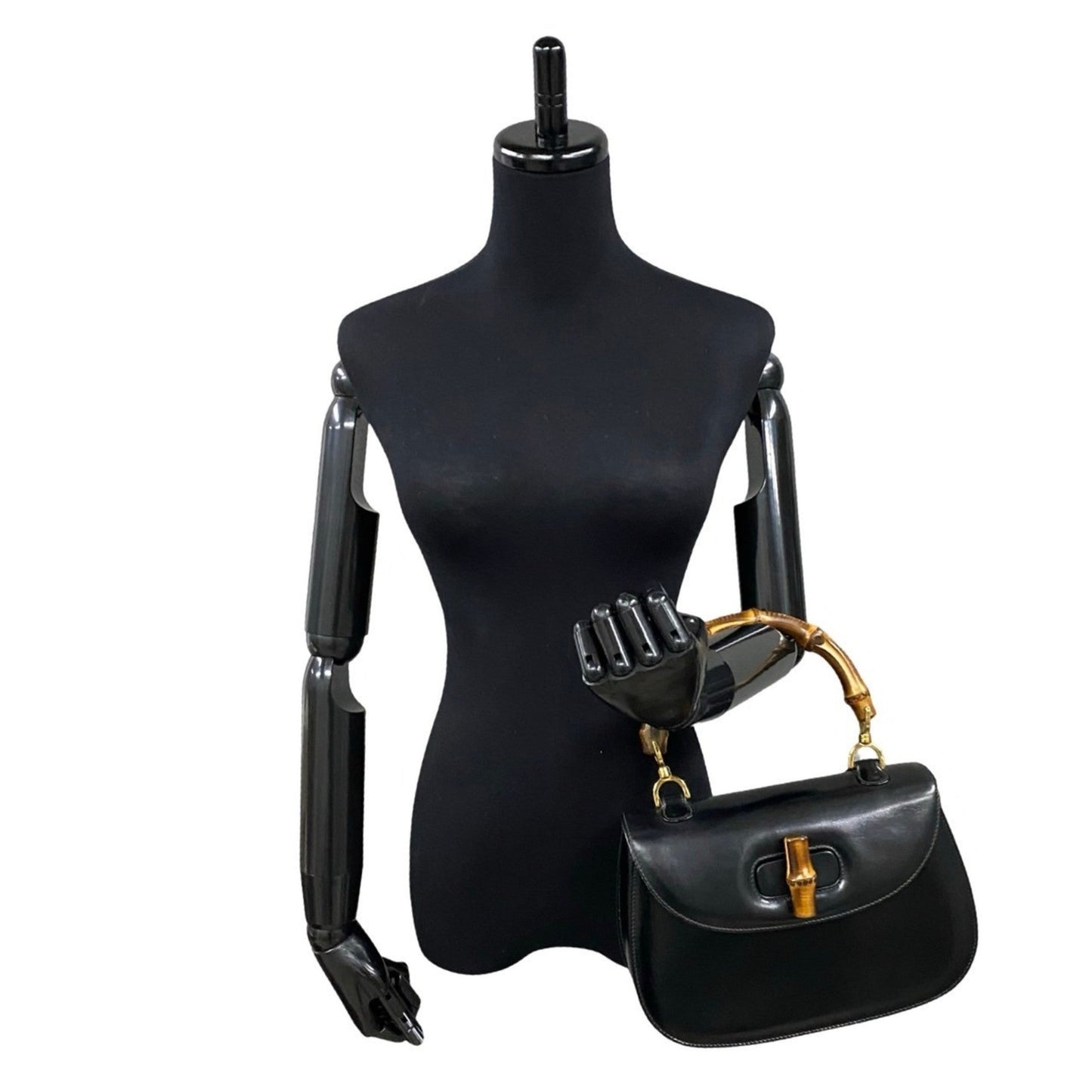 Gucci Black Leather Handbag Tote Bag