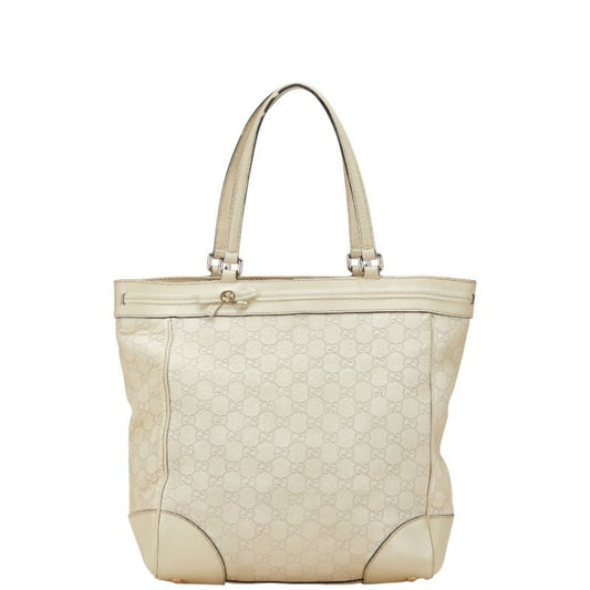 Gucci Guccissima Ivory White Leather Handbag Tote Bag