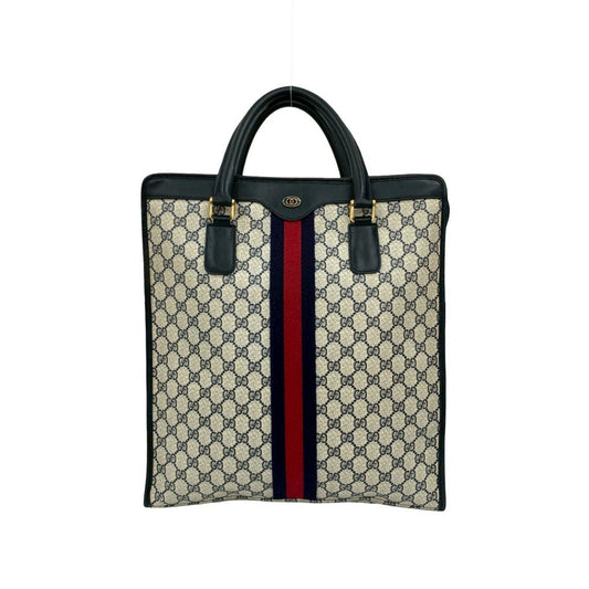 Gucci Navy Red Color Leather Pvc Handbag Tote Bag