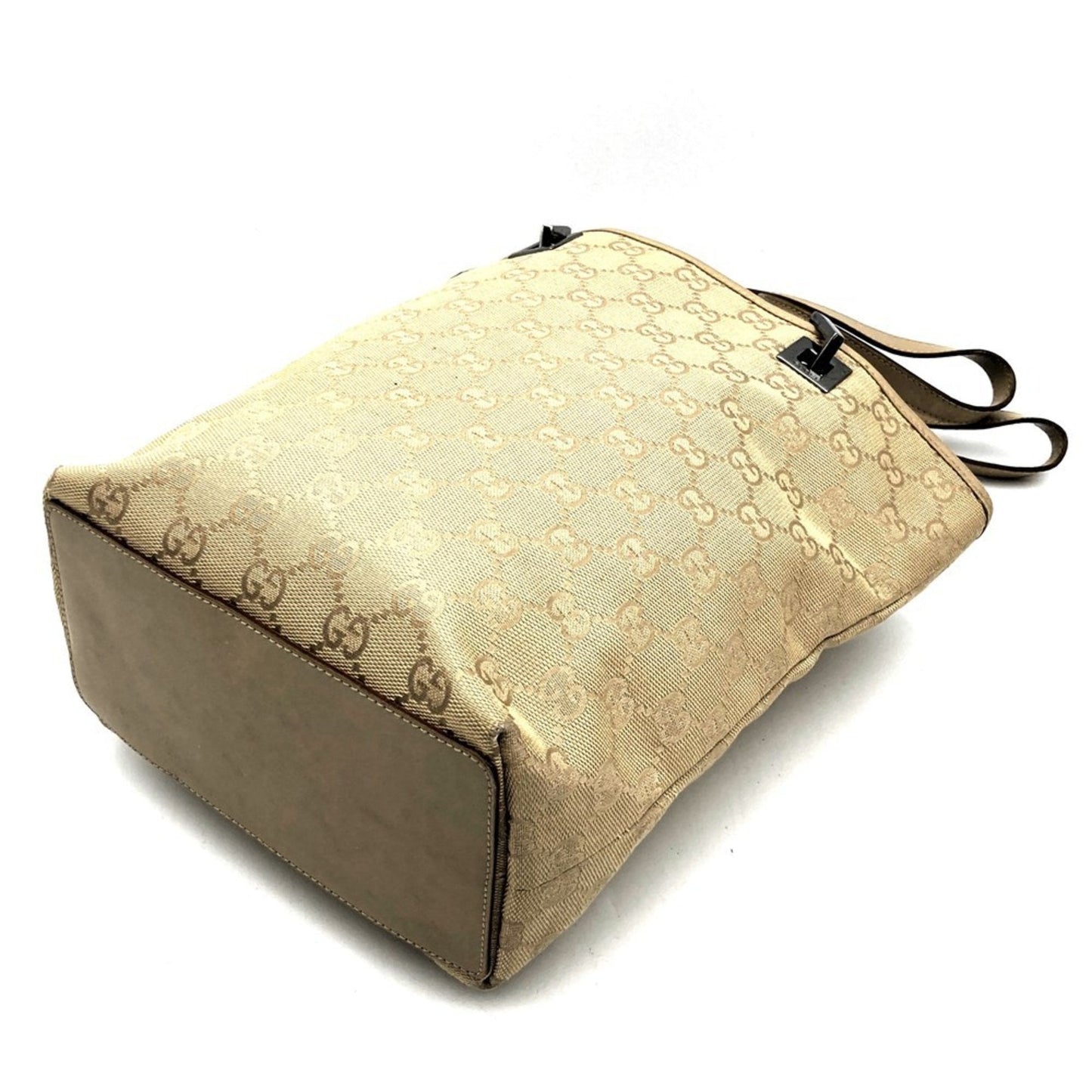 Gucci Gg Canvas Beige Gg Canvas Leather Handbag Tote Bag