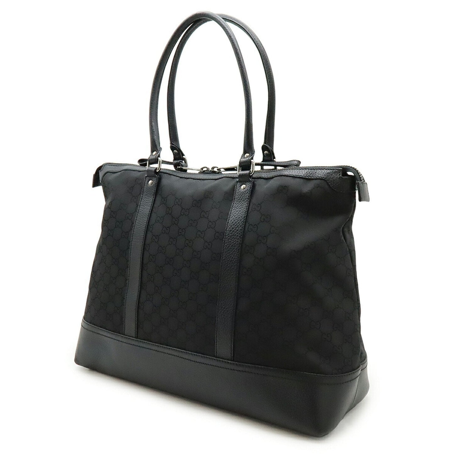 Gucci Black Nylon Leather Shoulder Bag Tote Bag