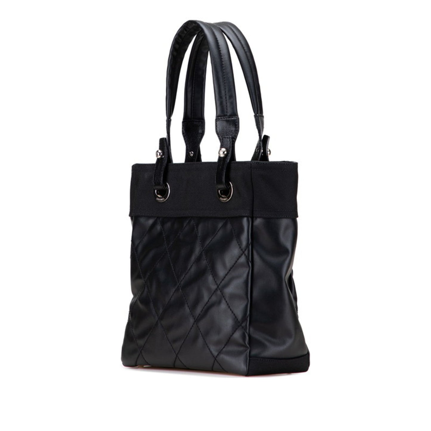 Chanel Paris Biarritz Black Pvc Leather Handbag Tote Bag